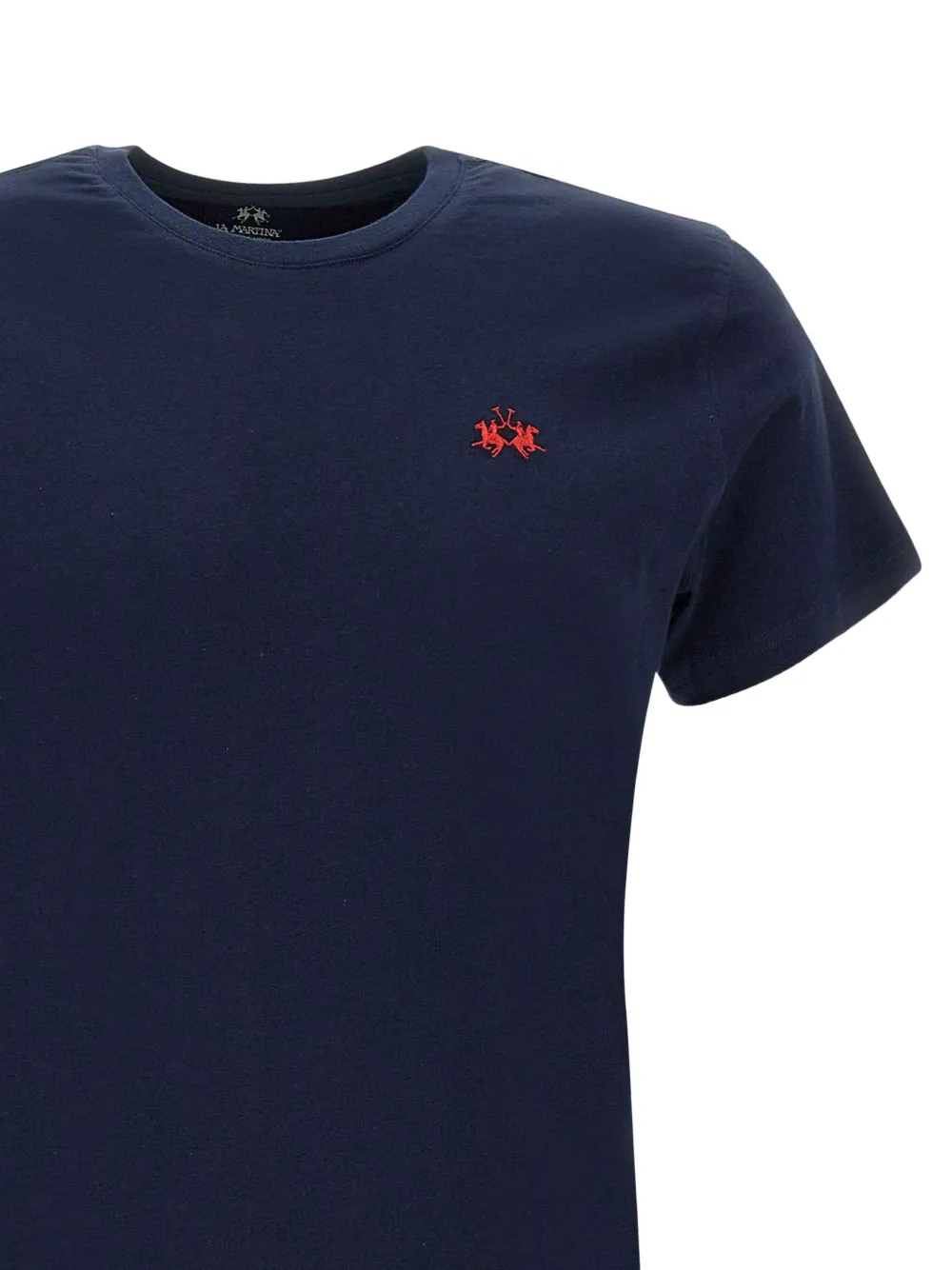 La Martina T-shirt met geborduurd logo en ronde hals Blauw