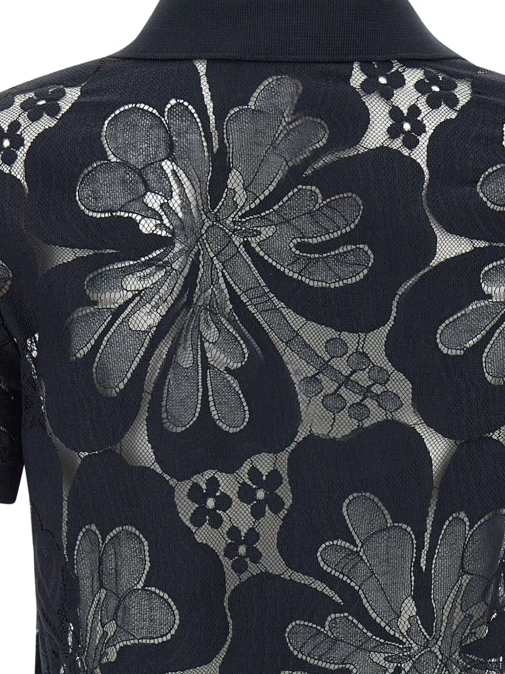 Max Mara Polotop met bloemenkant Zwart