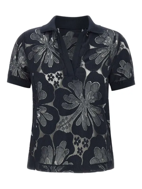 Max Mara floral-lace polo top