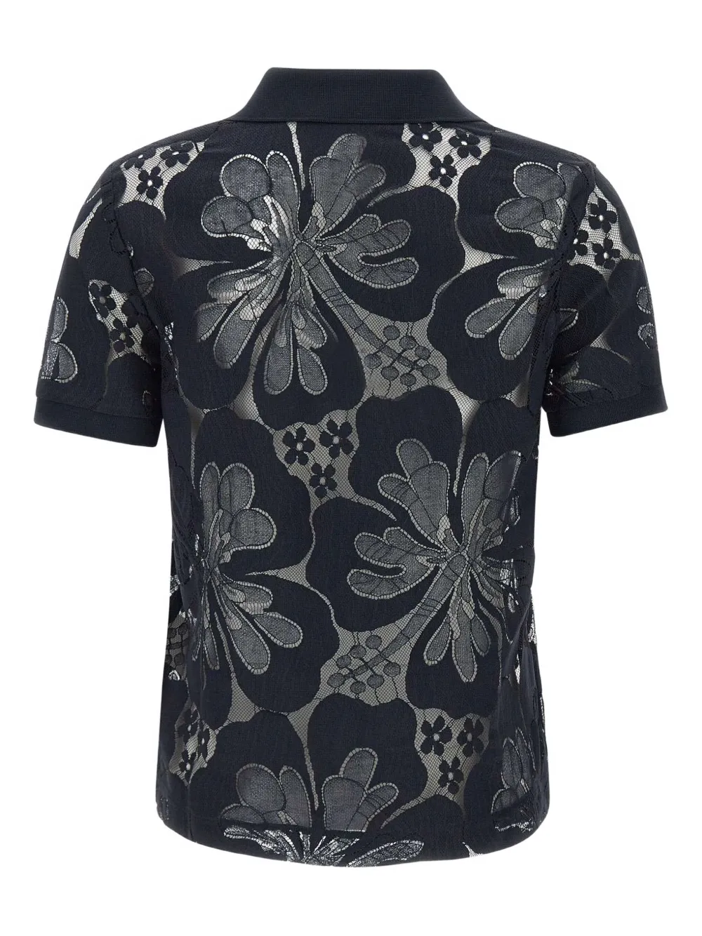 Max Mara Polotop met bloemenkant Zwart