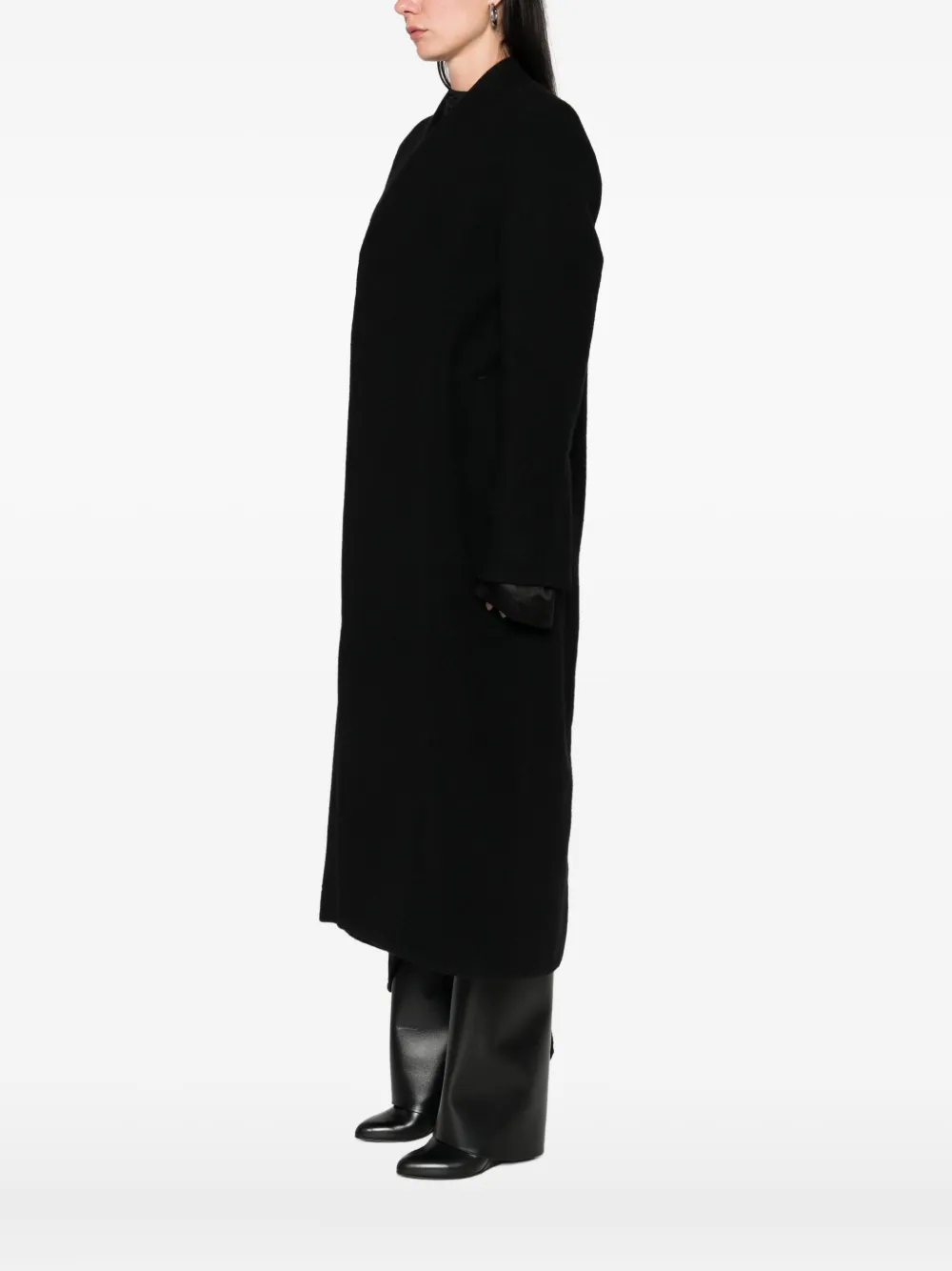 Rick Owens overlap-seam wool coat Zwart