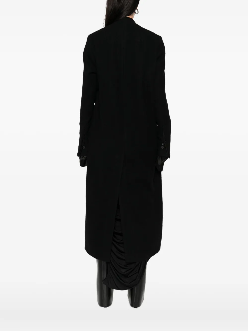 Rick Owens overlap-seam wool coat Zwart