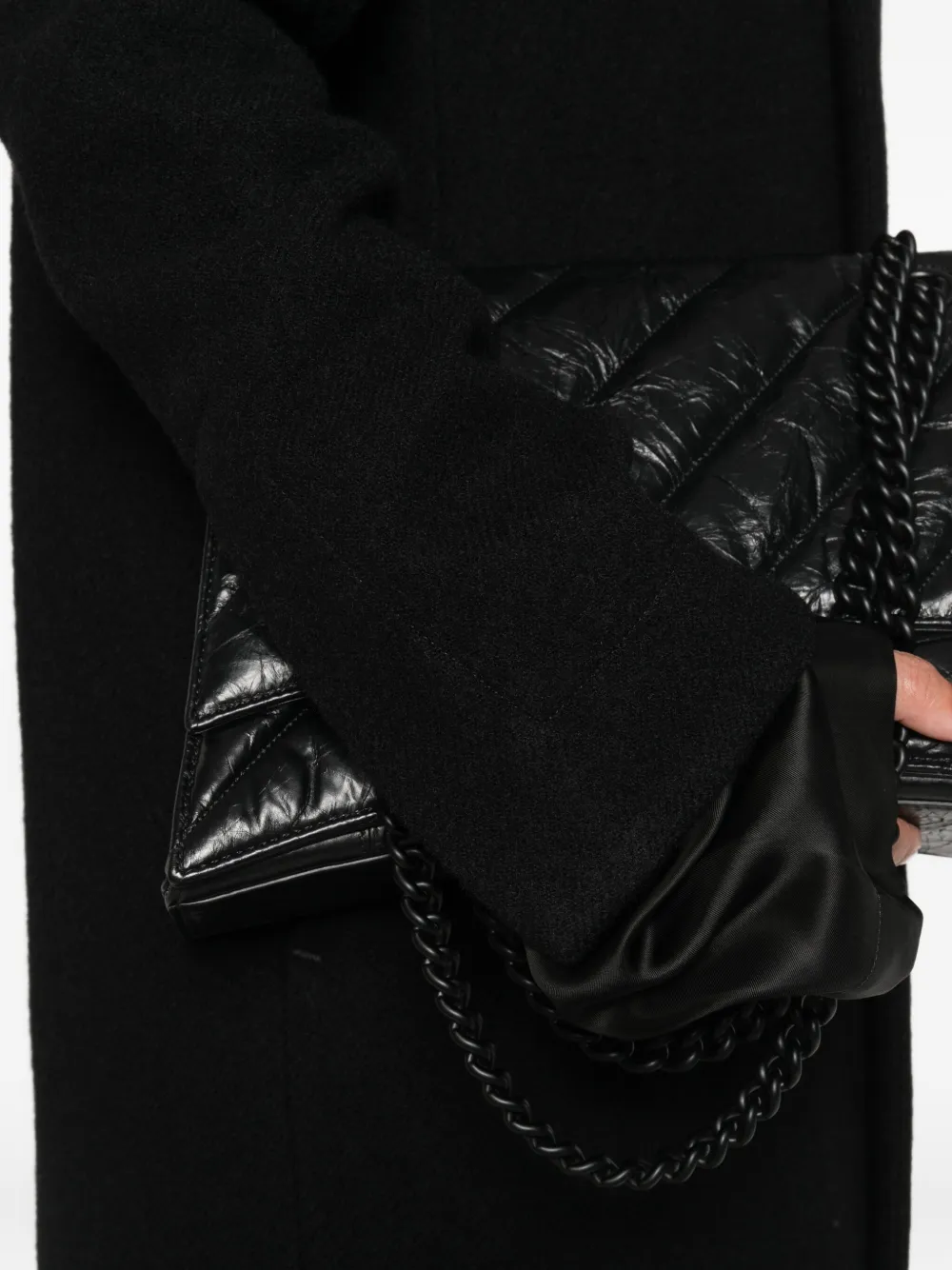 Rick Owens overlap-seam wool coat Zwart