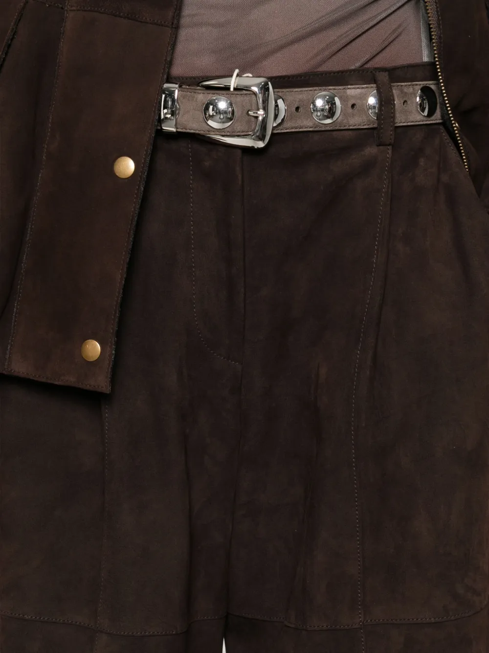 P.A.R.O.S.H. Broek van suède leer Bruin