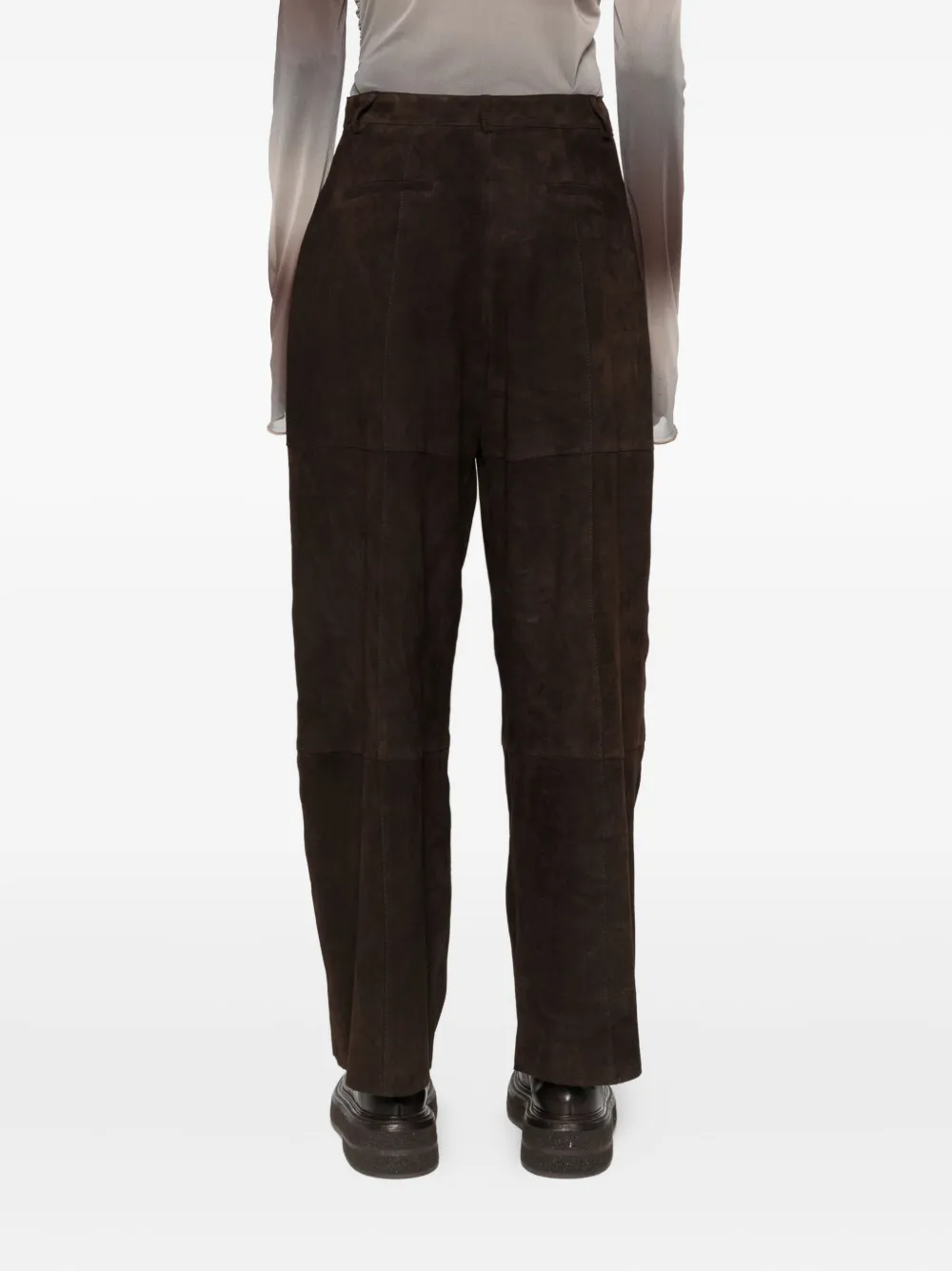 P.A.R.O.S.H. Broek van suède leer Bruin