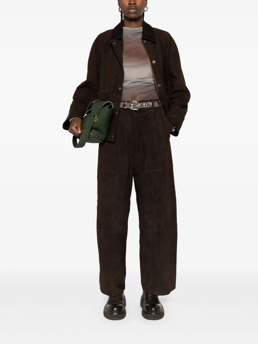 P.A.R.O.S.H. suede-leather trousers - Bruin