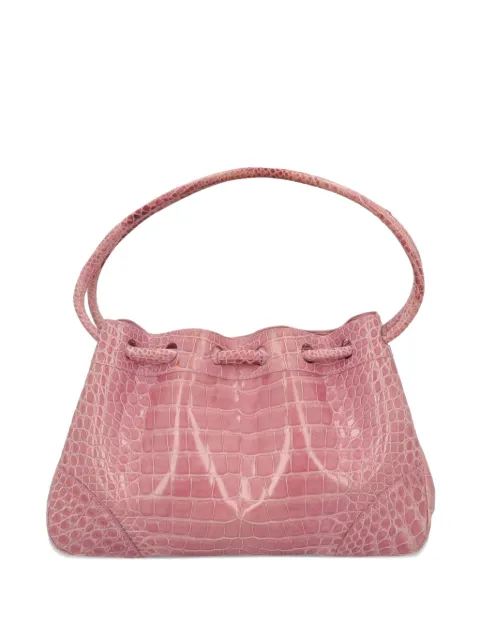 Vintage Pre-owned crocodile-embossed leather bucket bag