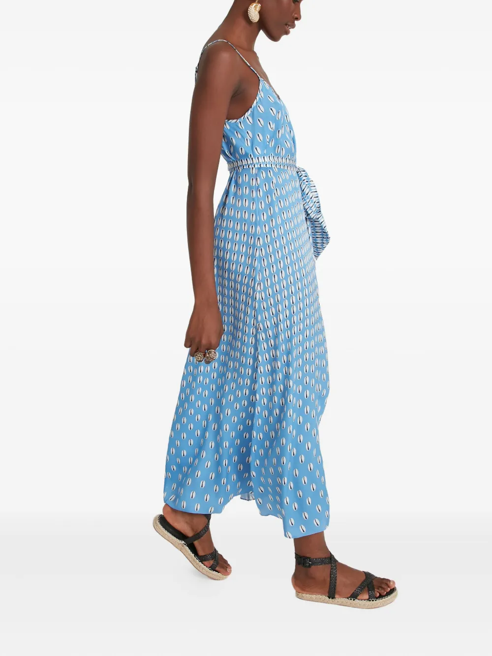 Temperley London Cowrie print slip midi dress Blauw