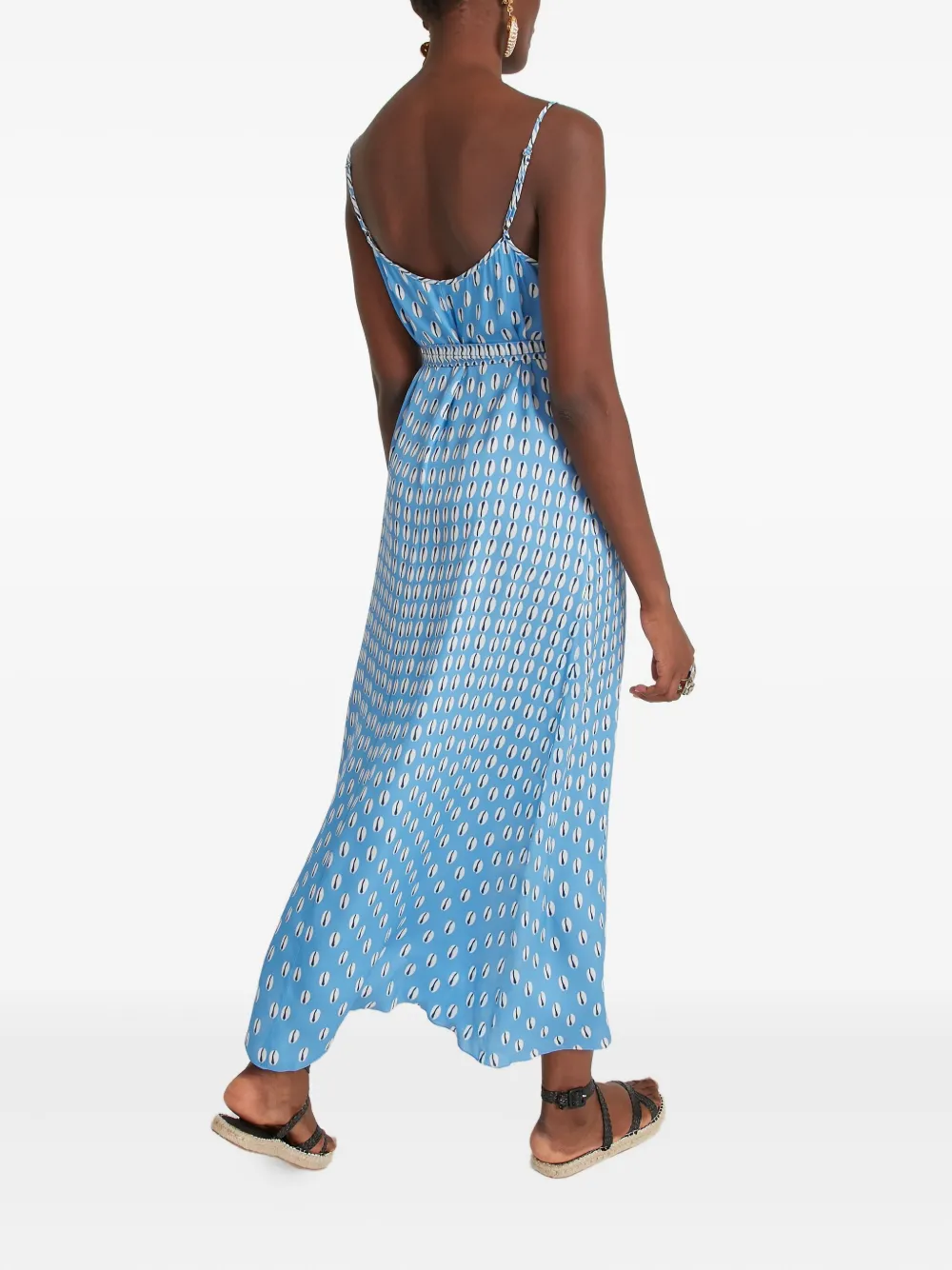Temperley London Cowrie print slip midi dress Blauw