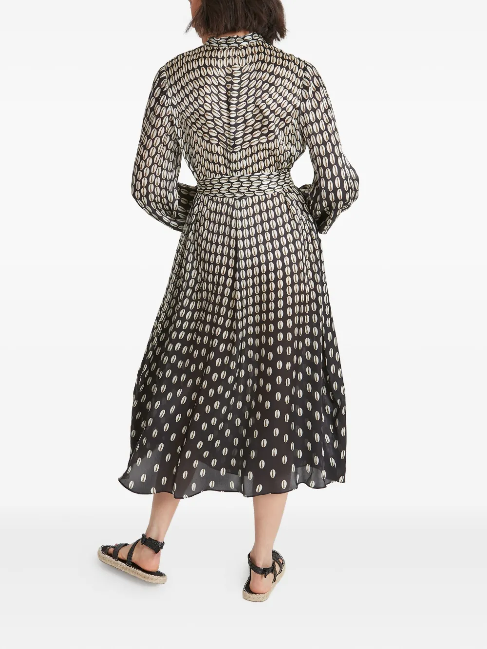 Temperley London Cowrie print belted dress Zwart