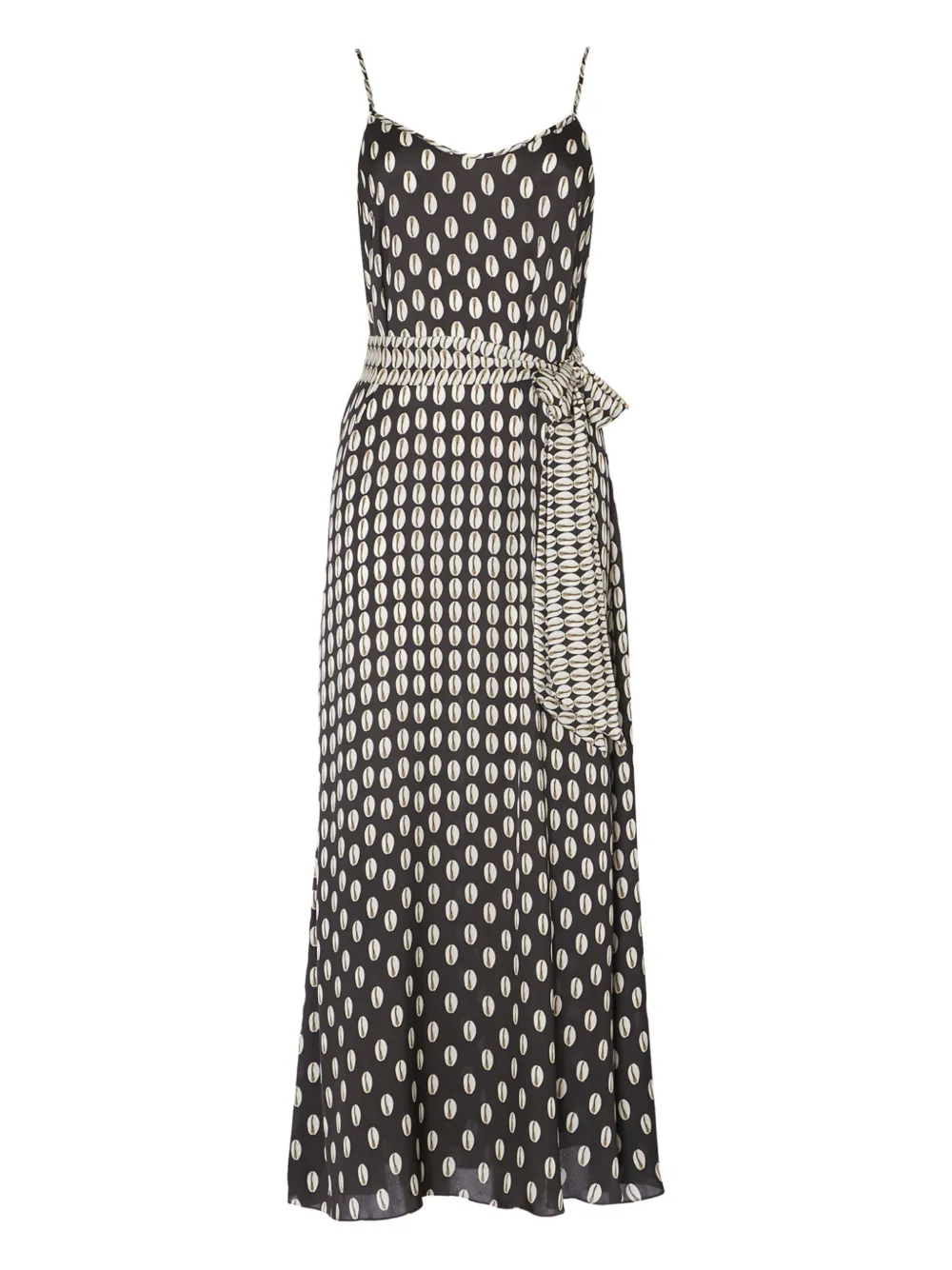 Temperley London Cowrie print belted slip midi dress Zwart