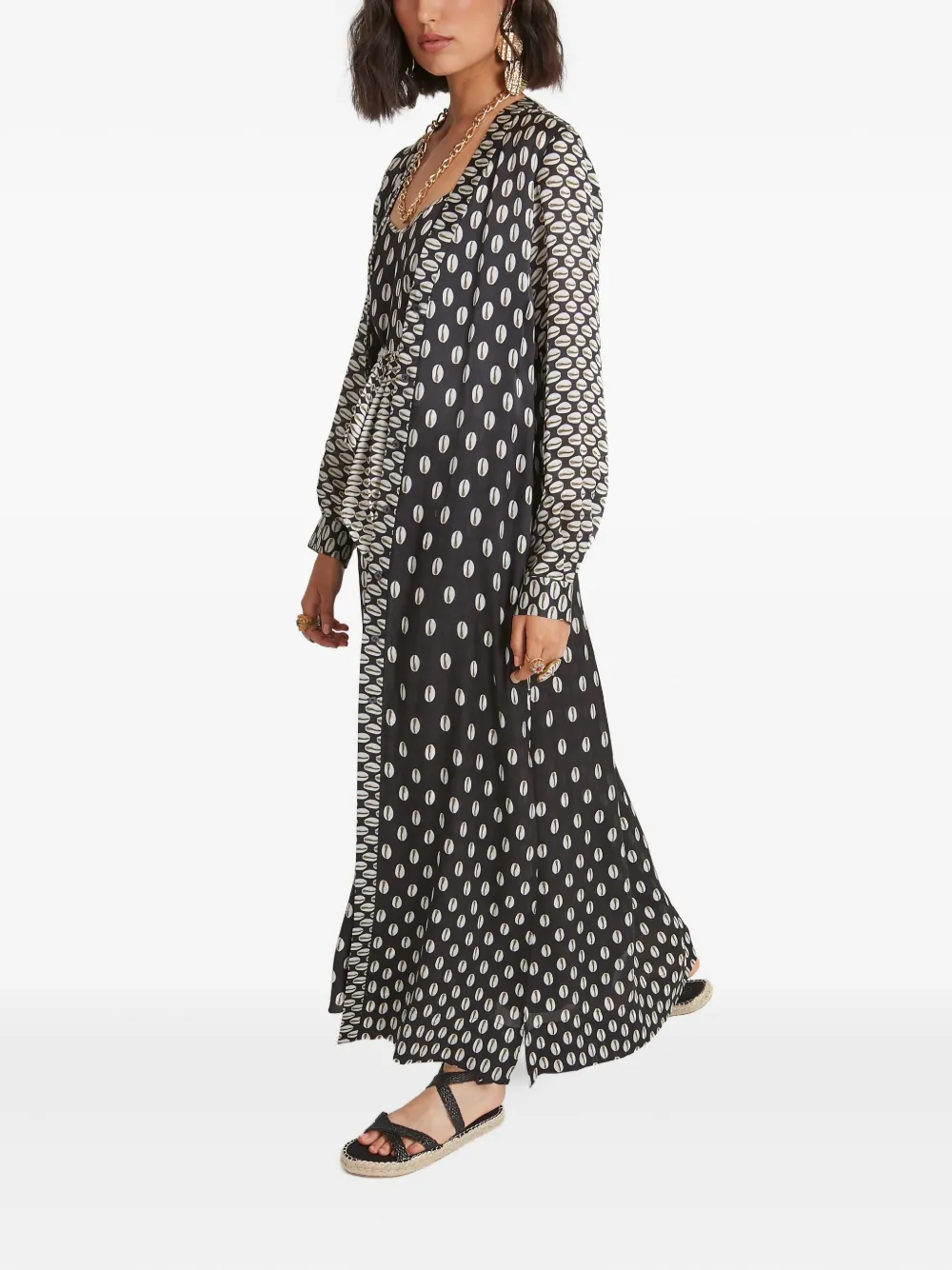 Temperley London Jas met knopen en print Zwart
