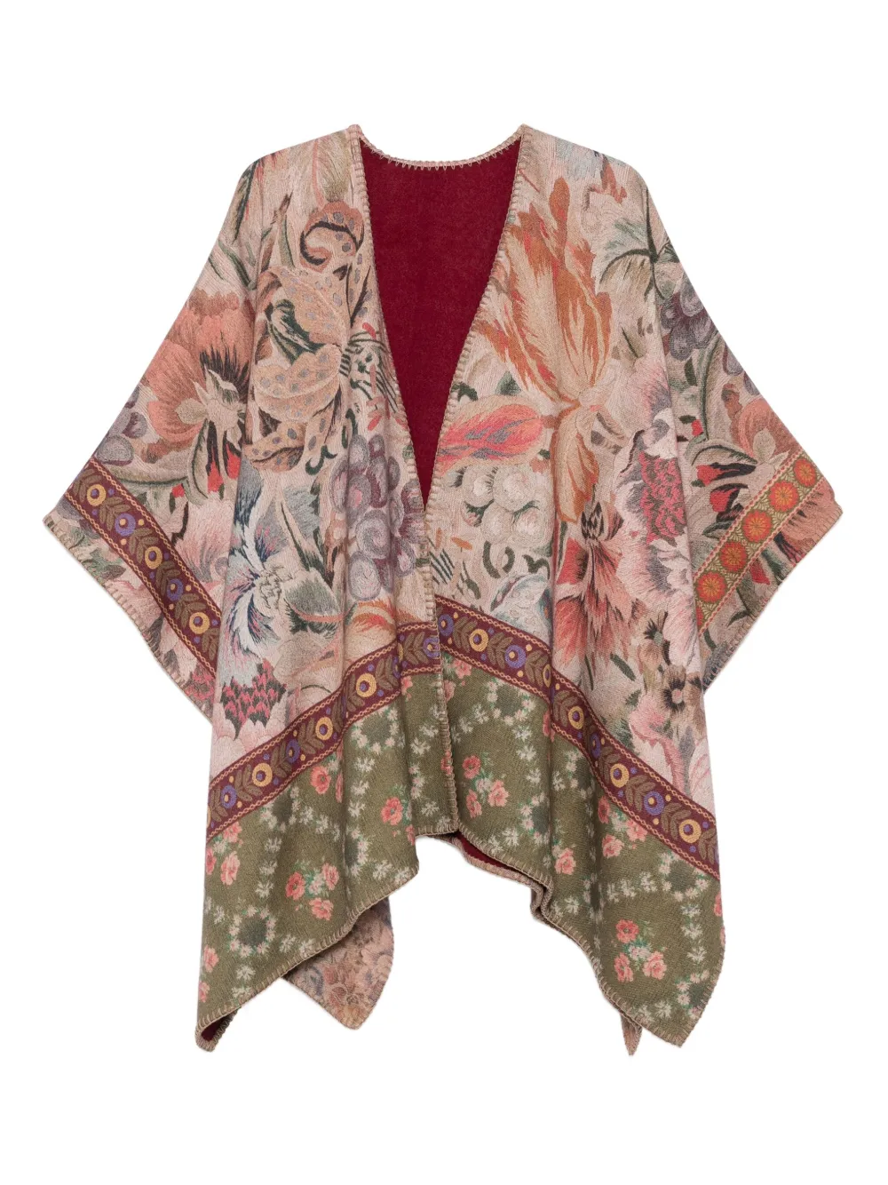 Pierre-Louis Mascia Wollen cape met bloemenpatroon Beige