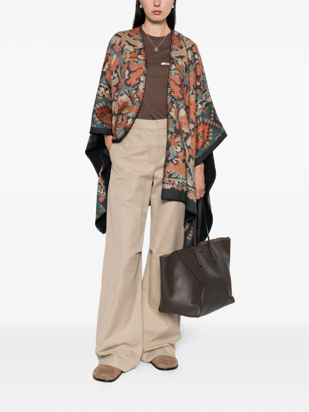 Pierre-Louis Mascia Wollen cape met patroon Blauw