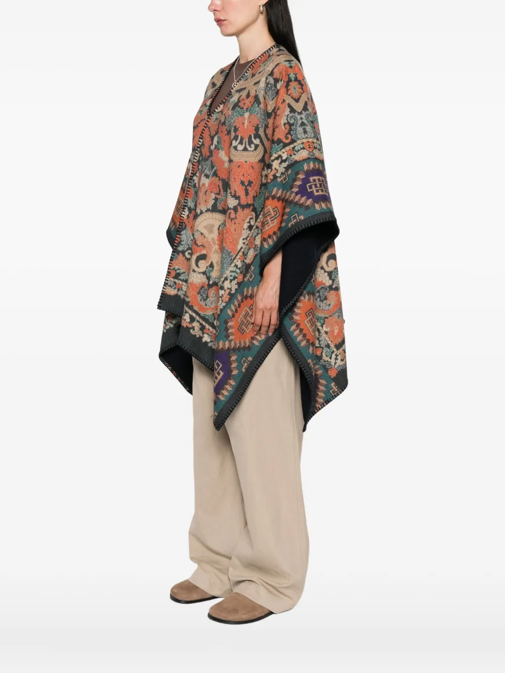 Pierre-Louis Mascia Wollen cape met patroon Blauw
