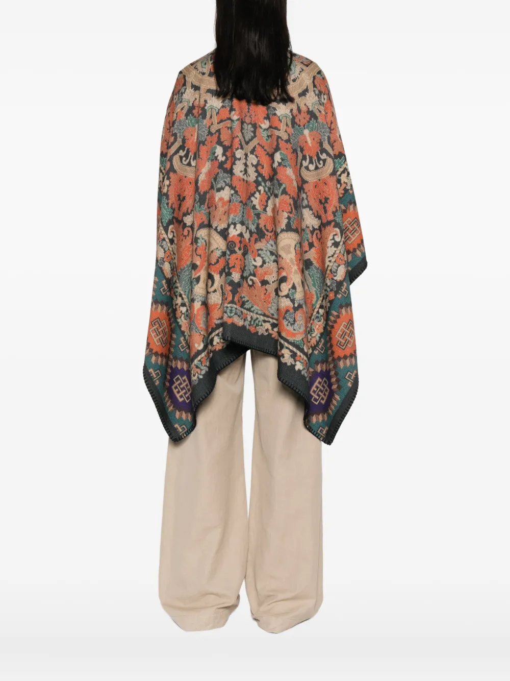 Pierre-Louis Mascia Wollen cape met patroon Blauw