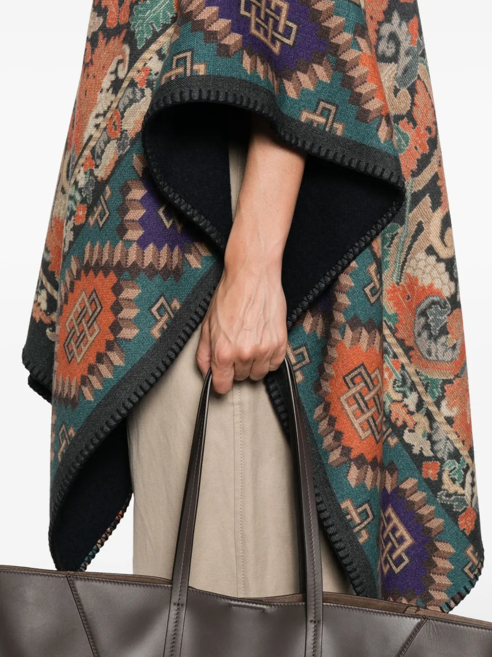 Pierre-Louis Mascia Wollen cape met patroon Blauw