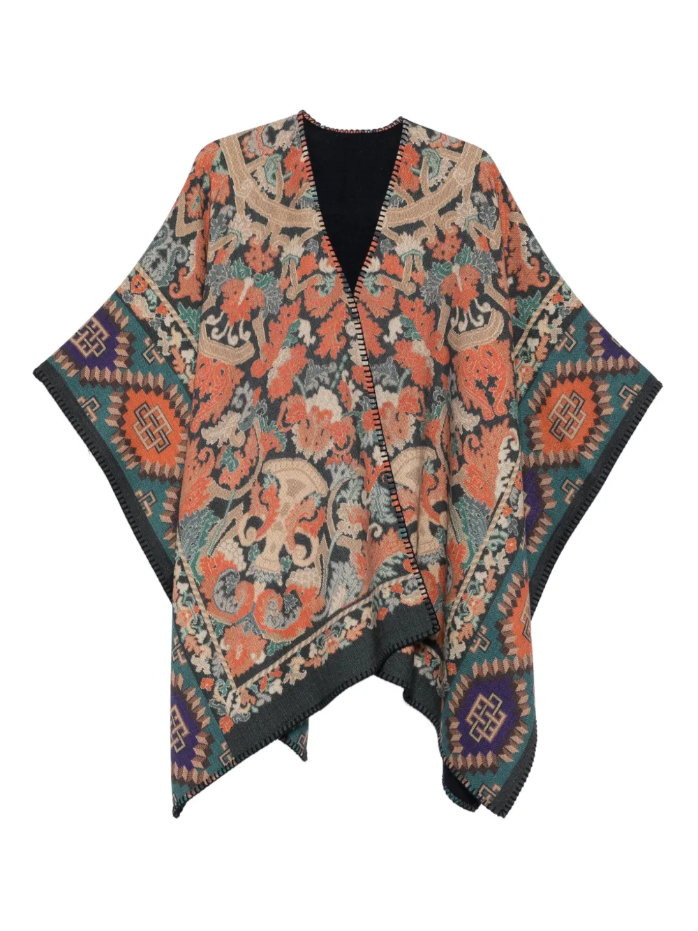 Pierre-Louis Mascia Wollen cape met patroon Blauw
