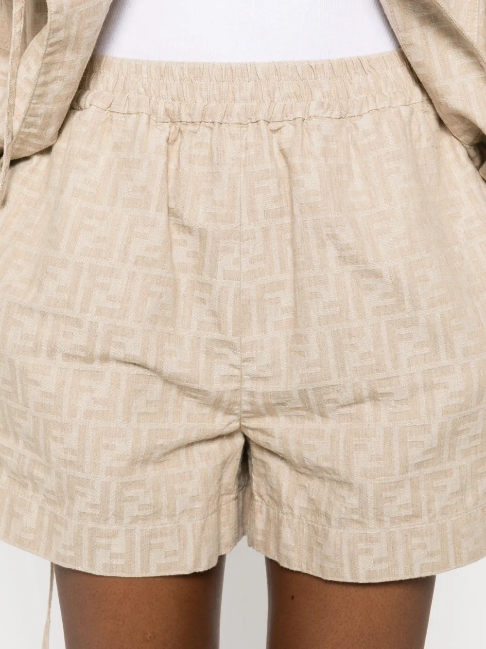 FENDI Shorts met FF-jacquard Beige