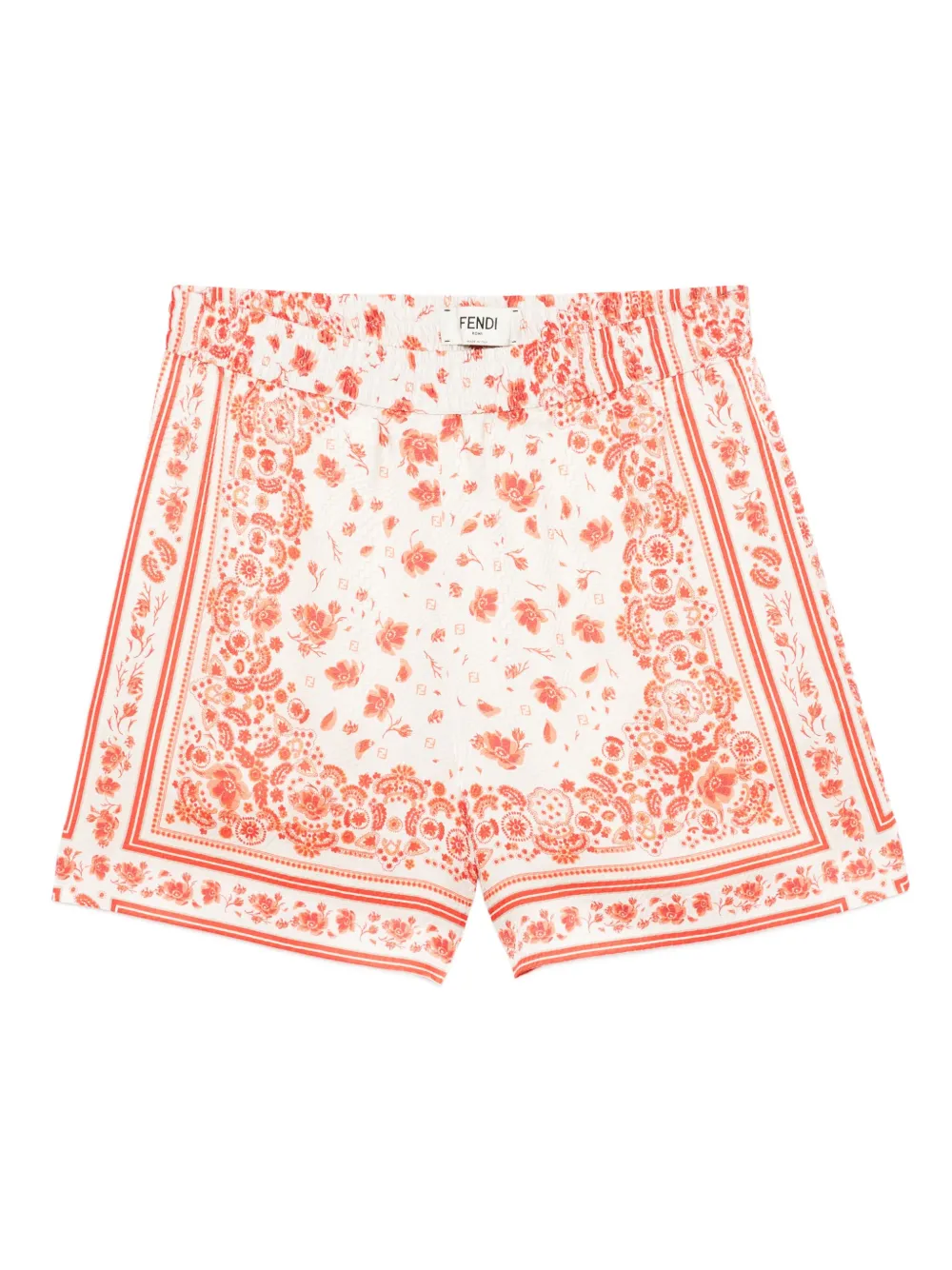 FENDI Shorts met bloementprint en elastische taille Beige