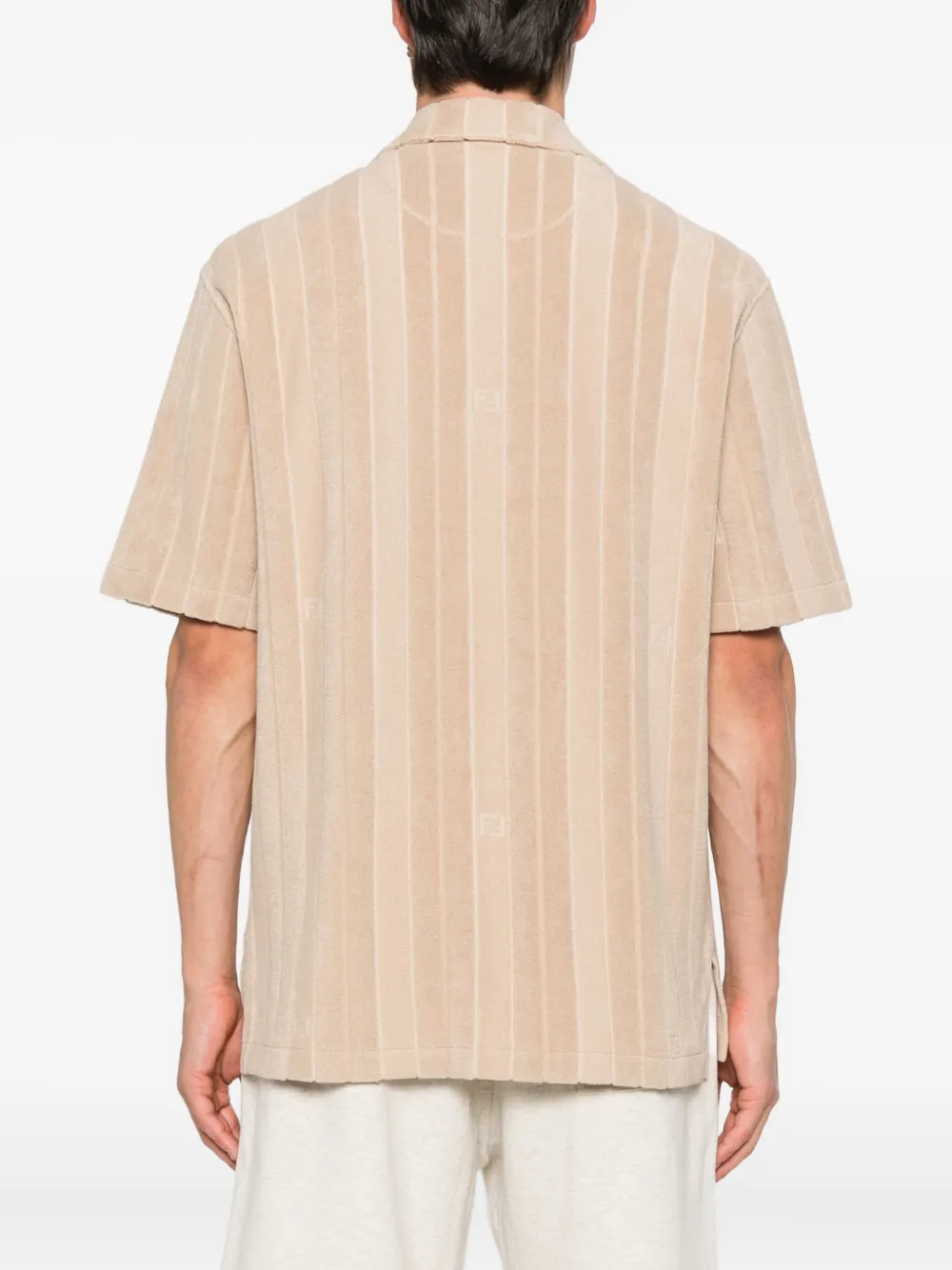 FENDI Gestreept katoenen overhemd Beige