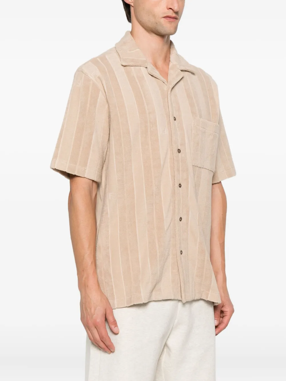 FENDI Gestreept katoenen overhemd Beige