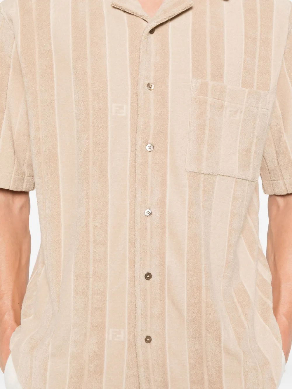 FENDI Gestreept katoenen overhemd Beige