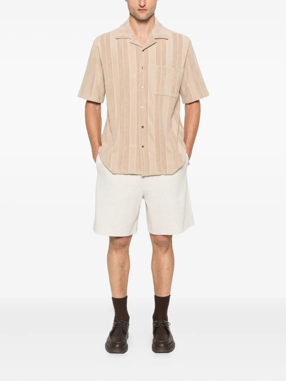 FENDI Gestreept katoenen overhemd Beige