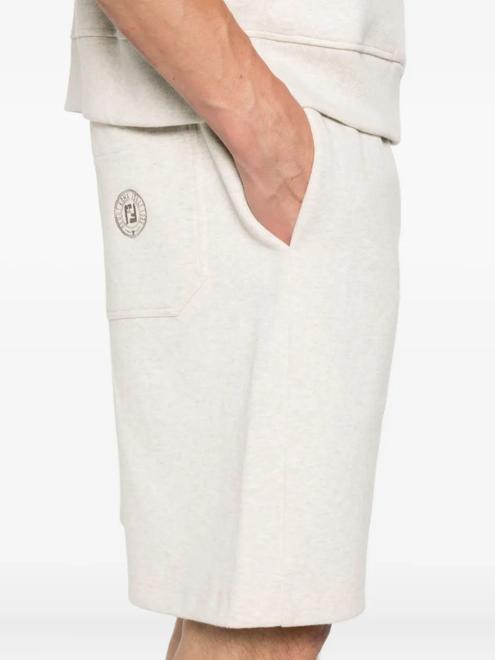 FENDI Zwembroek met elastische tailleband en logo Beige