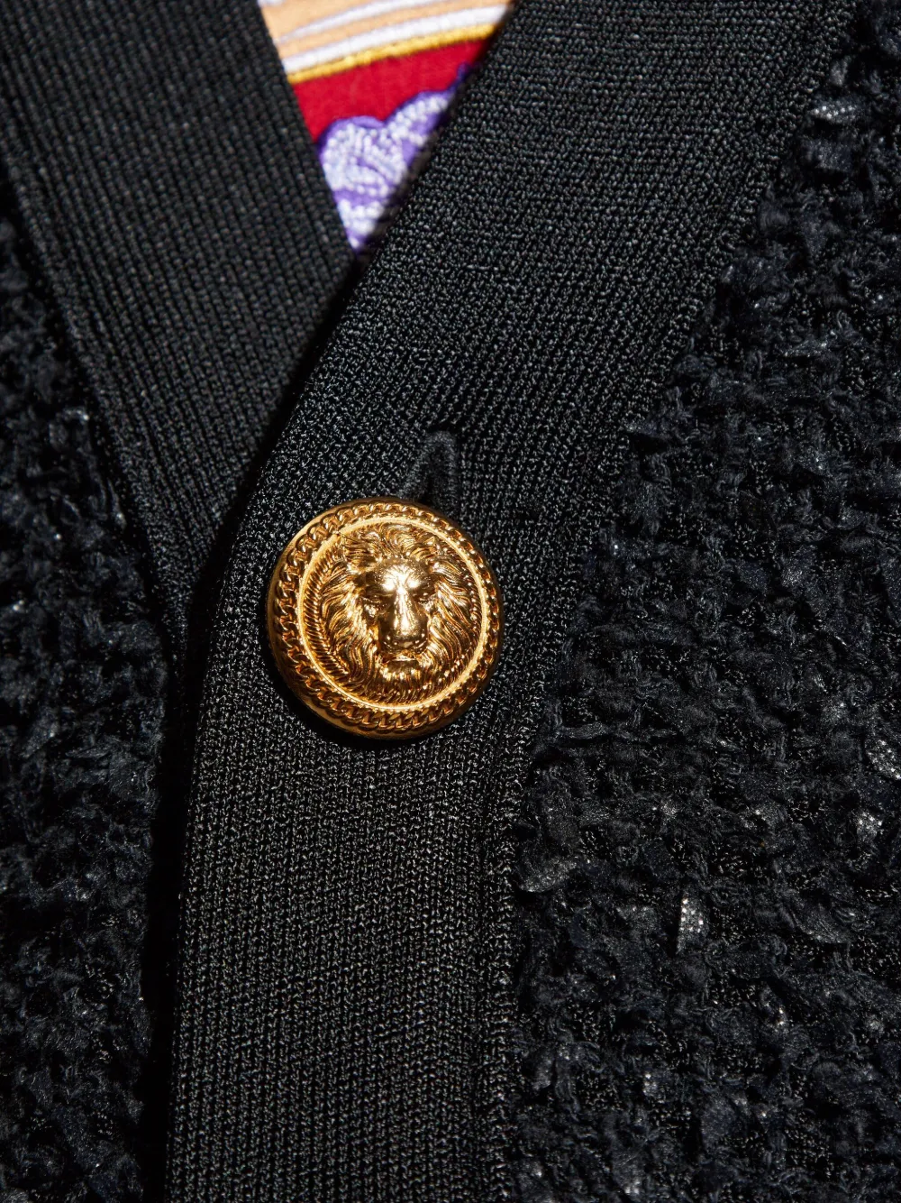 Balmain Lion-head Buttoned Cardigan In Black