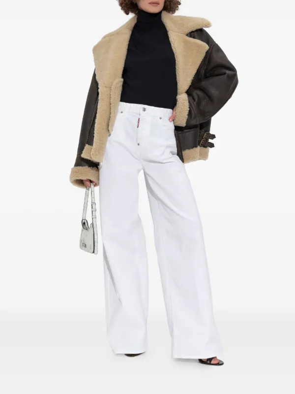 DSQUARED2 シアリングカラー レザージャケット | FARFETCH JP