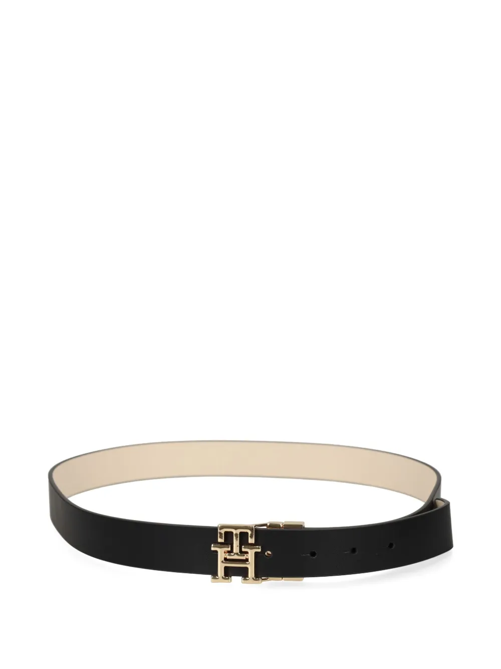 Tommy Hilfiger Leren riem met monogram Zwart