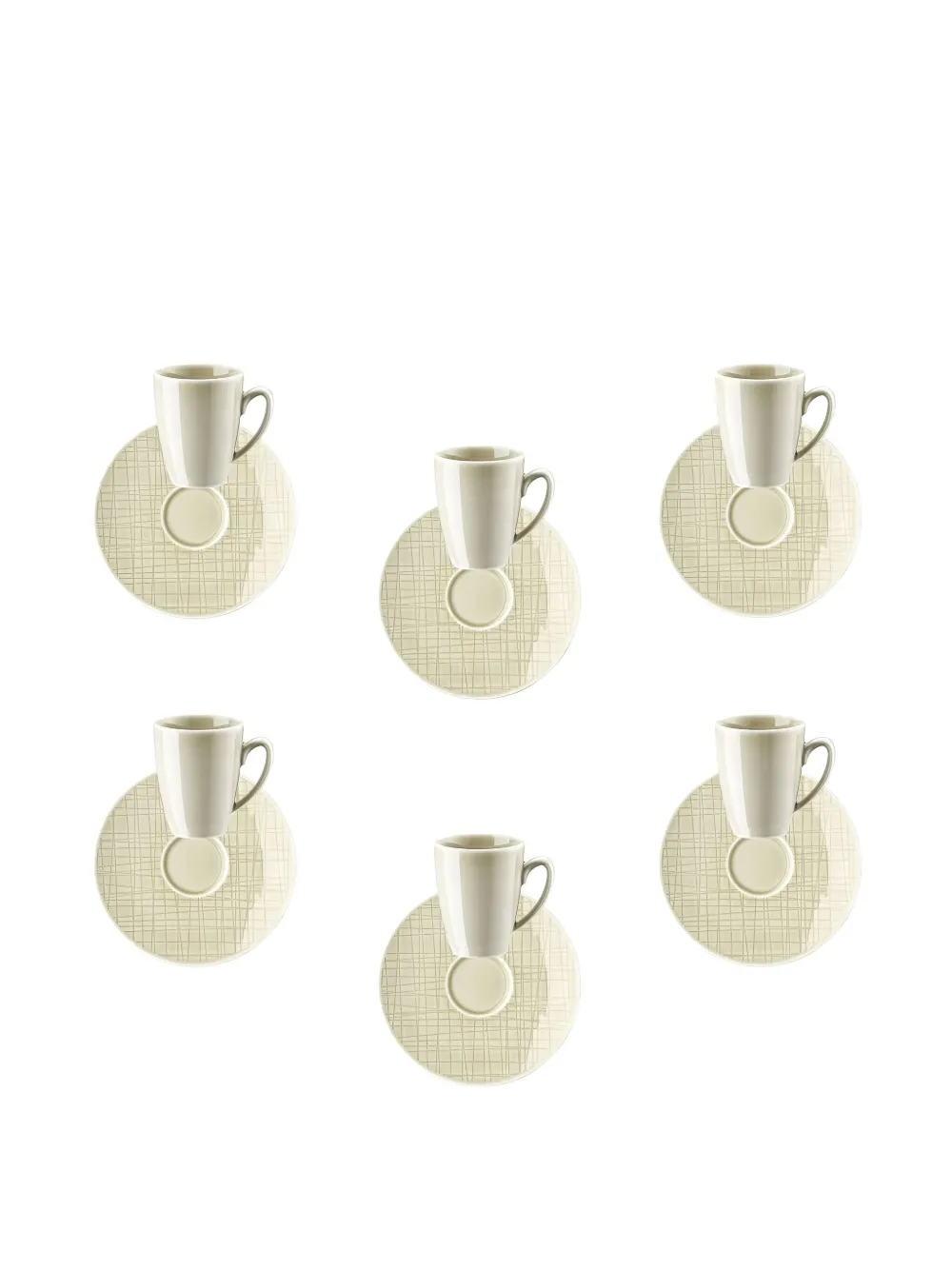 Rosenthal Cross-hatch Espresso Cups And Saucers (set Of Six) In Multi