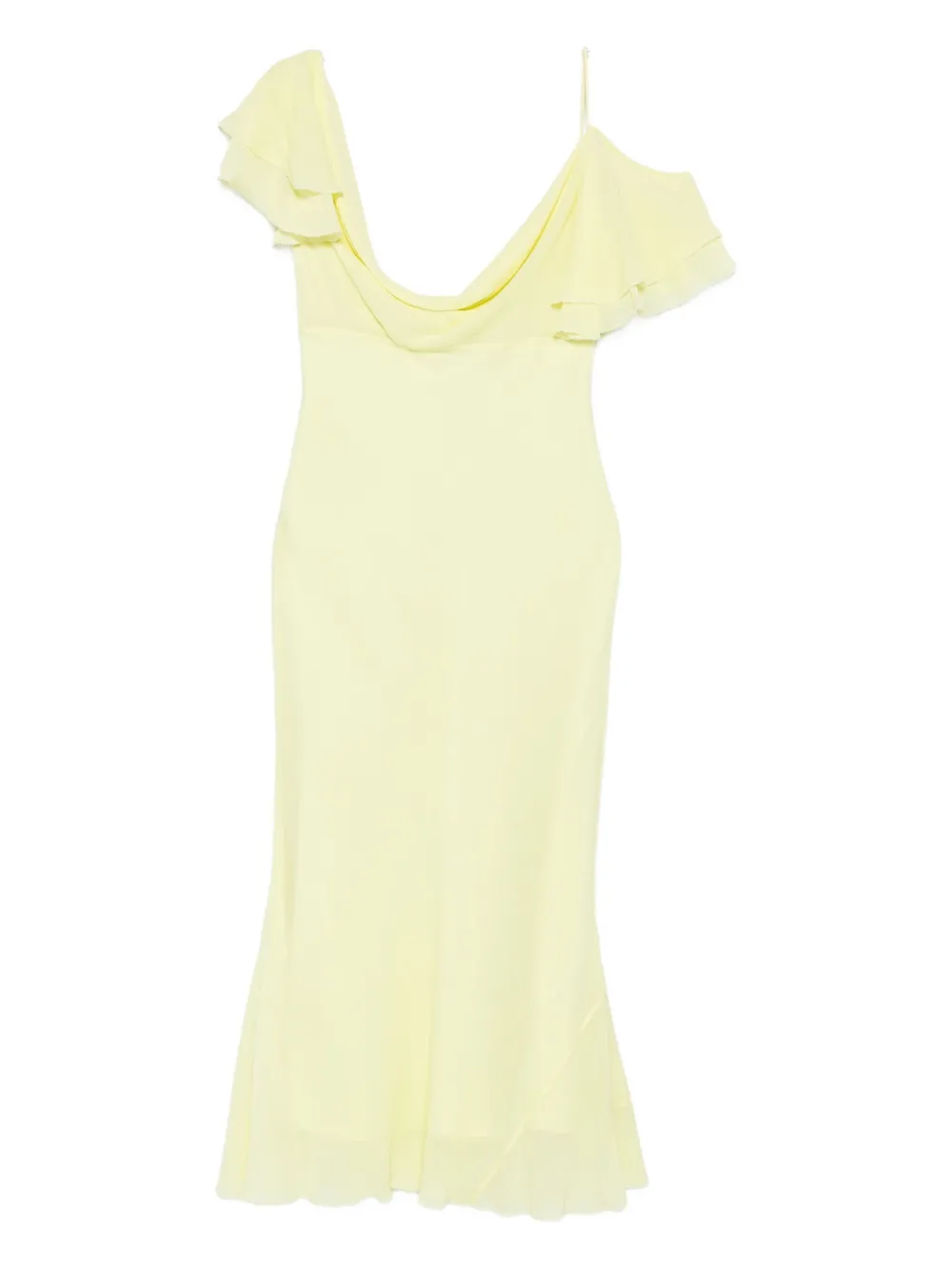 Self-Portrait georgette frill midi dress - Giallo