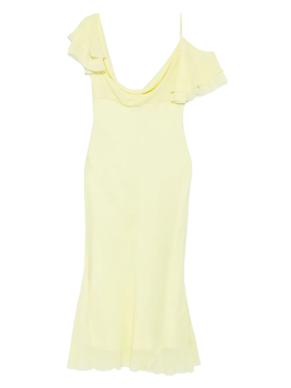 Self-Portrait georgette frill midi dress Geel