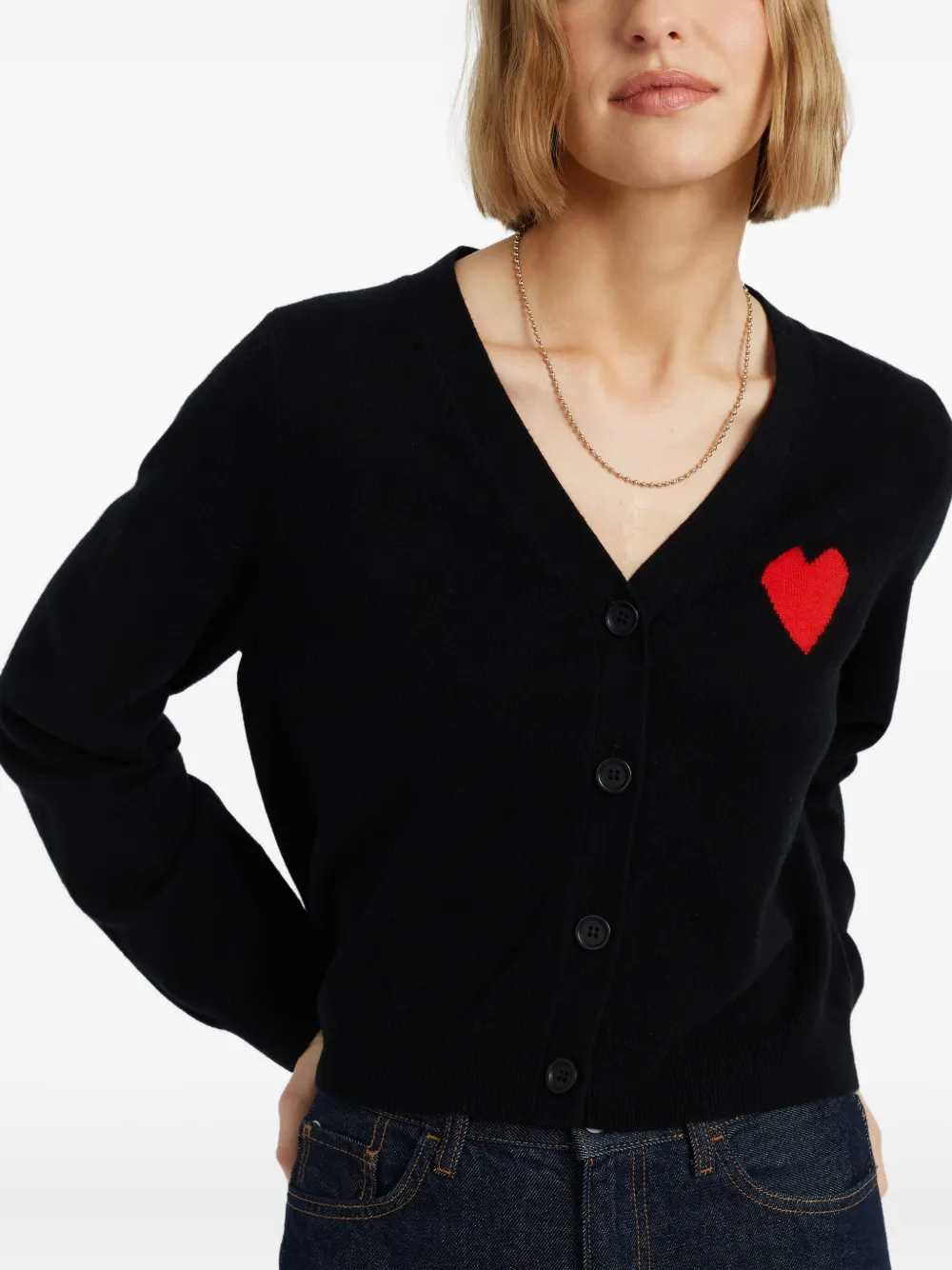 Chinti & Parker Breton Heart Cardigan In Black