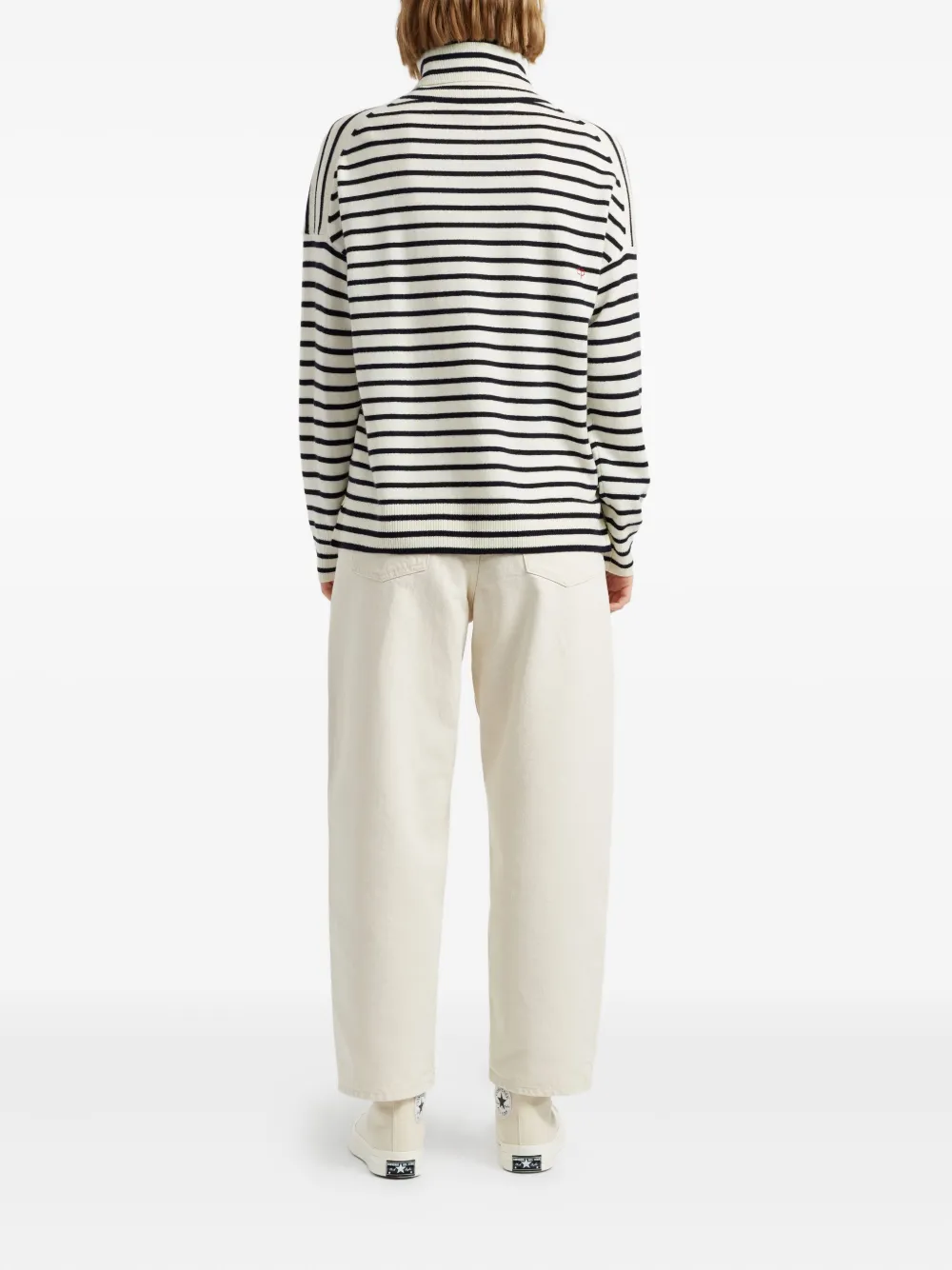 Chinti & Parker Breton Heart Striped Roll-neck Sweater In Neutral
