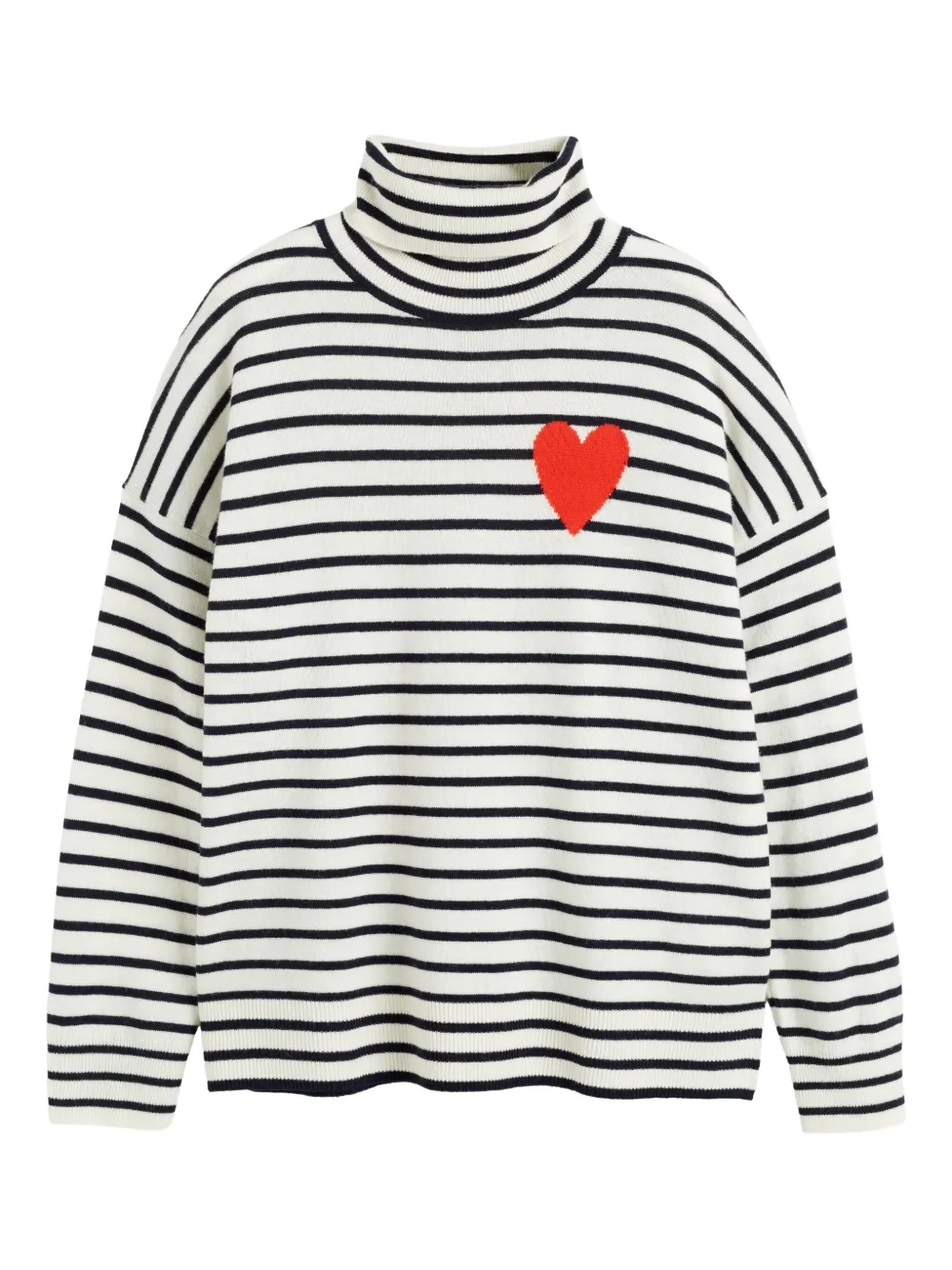 Chinti & Parker Breton Heart ストライプ タートルネックセーター - ニュートラル Chinti & Parker Breton Heart ストライプ タートルネックセーター - ニュートラル