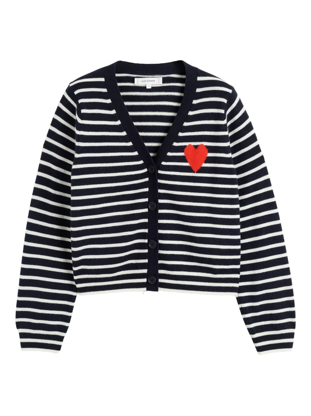 Chinti & Parker Breton Heart カーディガン - ブルー Chinti & Parker Breton Heart カーディガン - ブルー