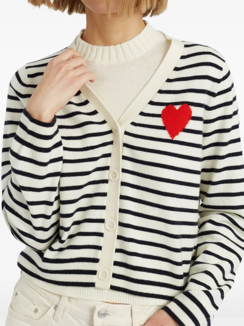 Chinti & Parker Breton Heart gestreept vest Beige