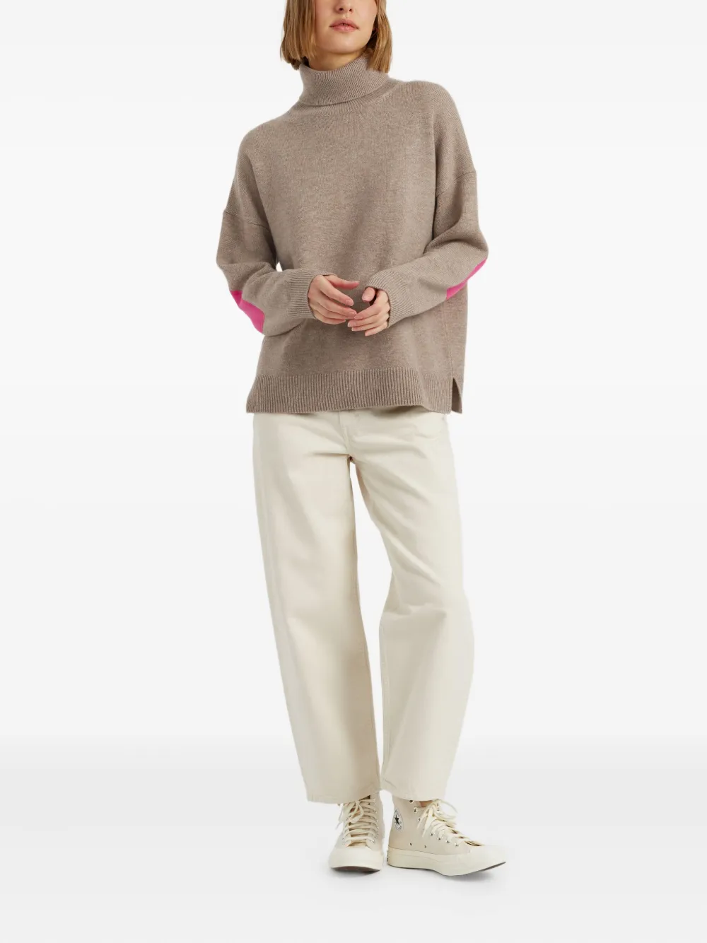 Chinti & Parker Roll-neck Side-split Jumper In Neutral