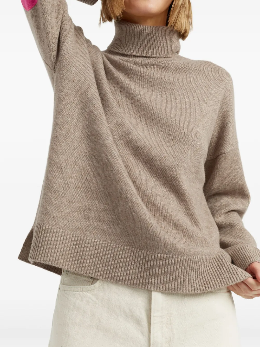 Chinti & Parker Roll-neck Side-split Jumper In Neutral