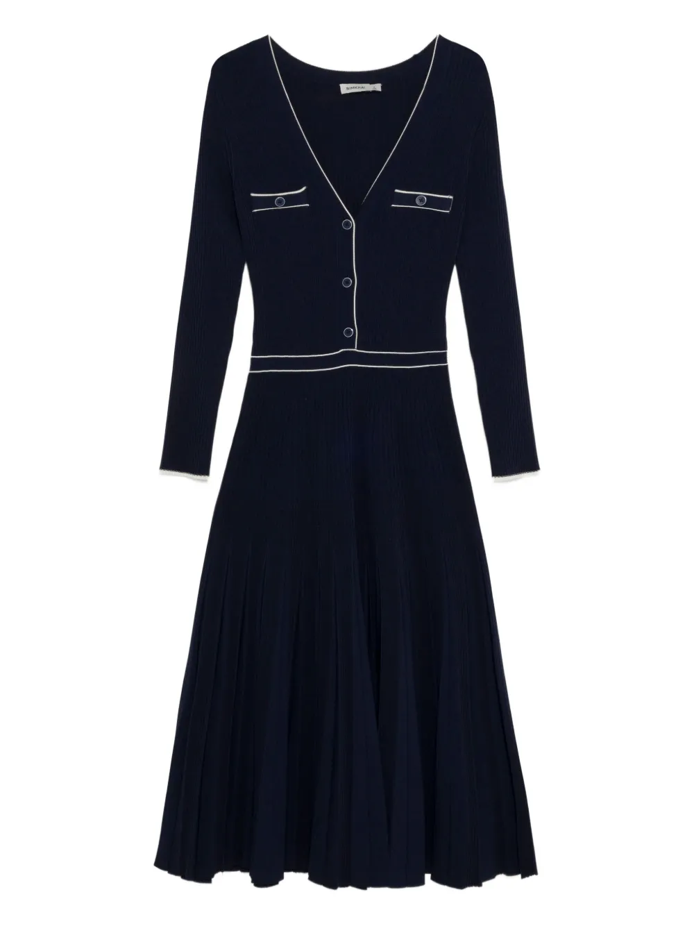 Simkhai Heloisa geribbelde midi-jurk met knopen en V-hals Blauw