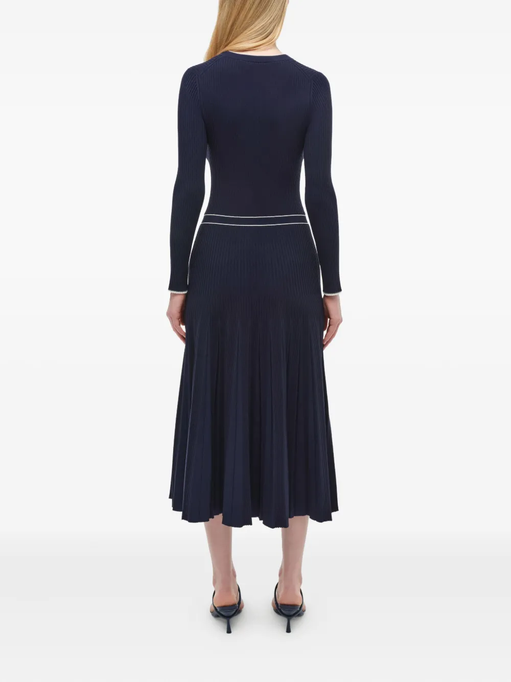 Simkhai Heloisa geribbelde midi-jurk met knopen en V-hals Blauw