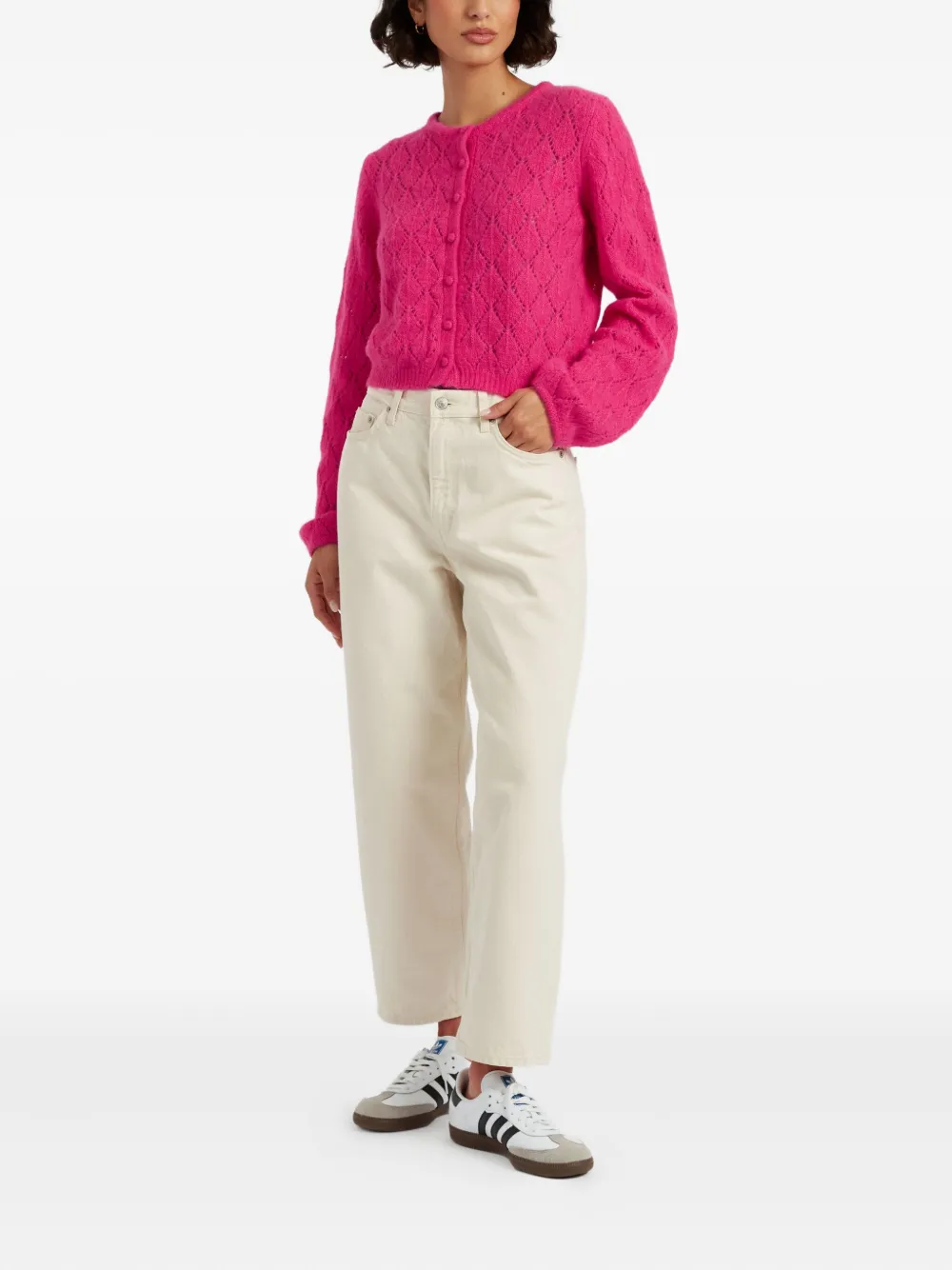 Chinti & Parker Diamond-pattern Cardigan In Pink