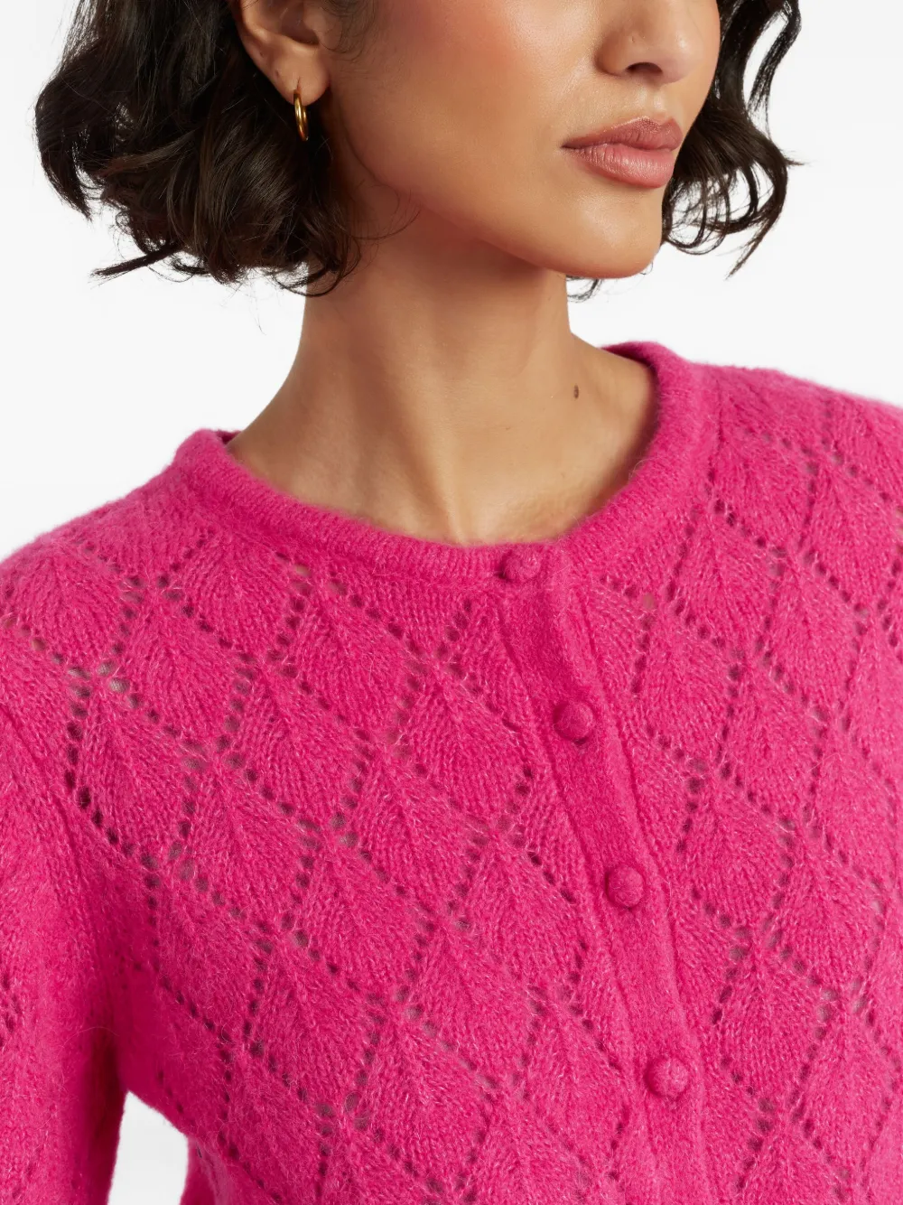 Chinti & Parker Diamond-pattern Cardigan In Pink