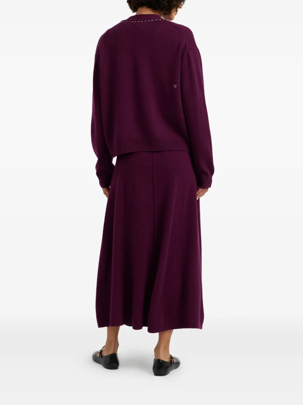 Chinti & Parker Wool Cashmere Queen Of Hearts Cardigan In Purple