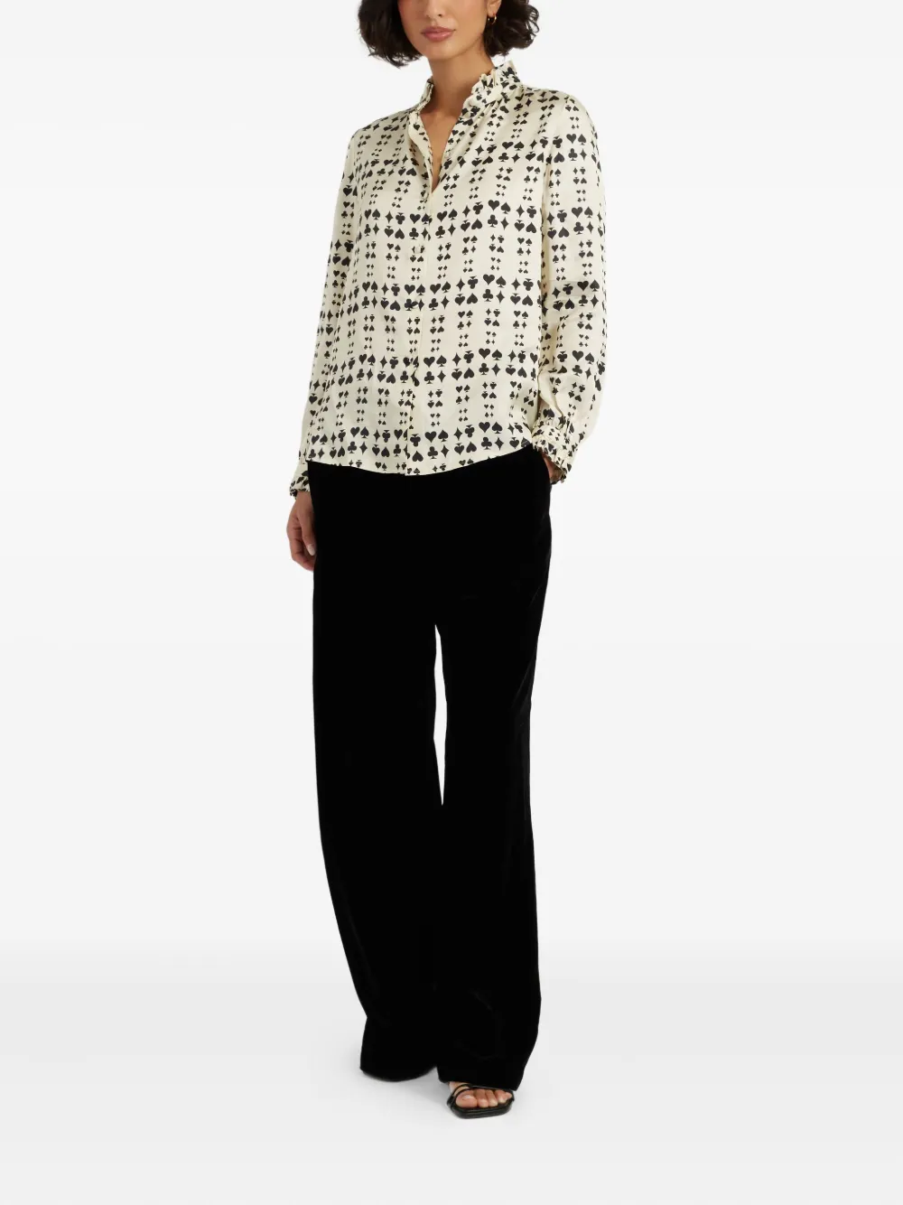 Chinti & Parker Blouse met speelkaartprint - Wit