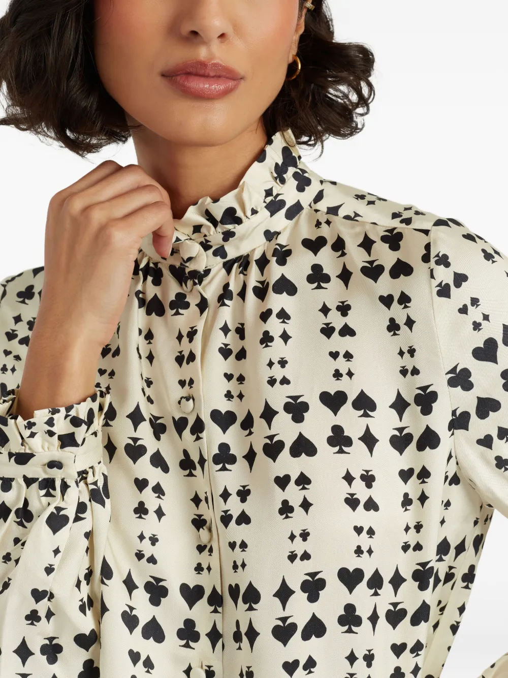 Chinti & Parker Playing-card Print Blouse In White