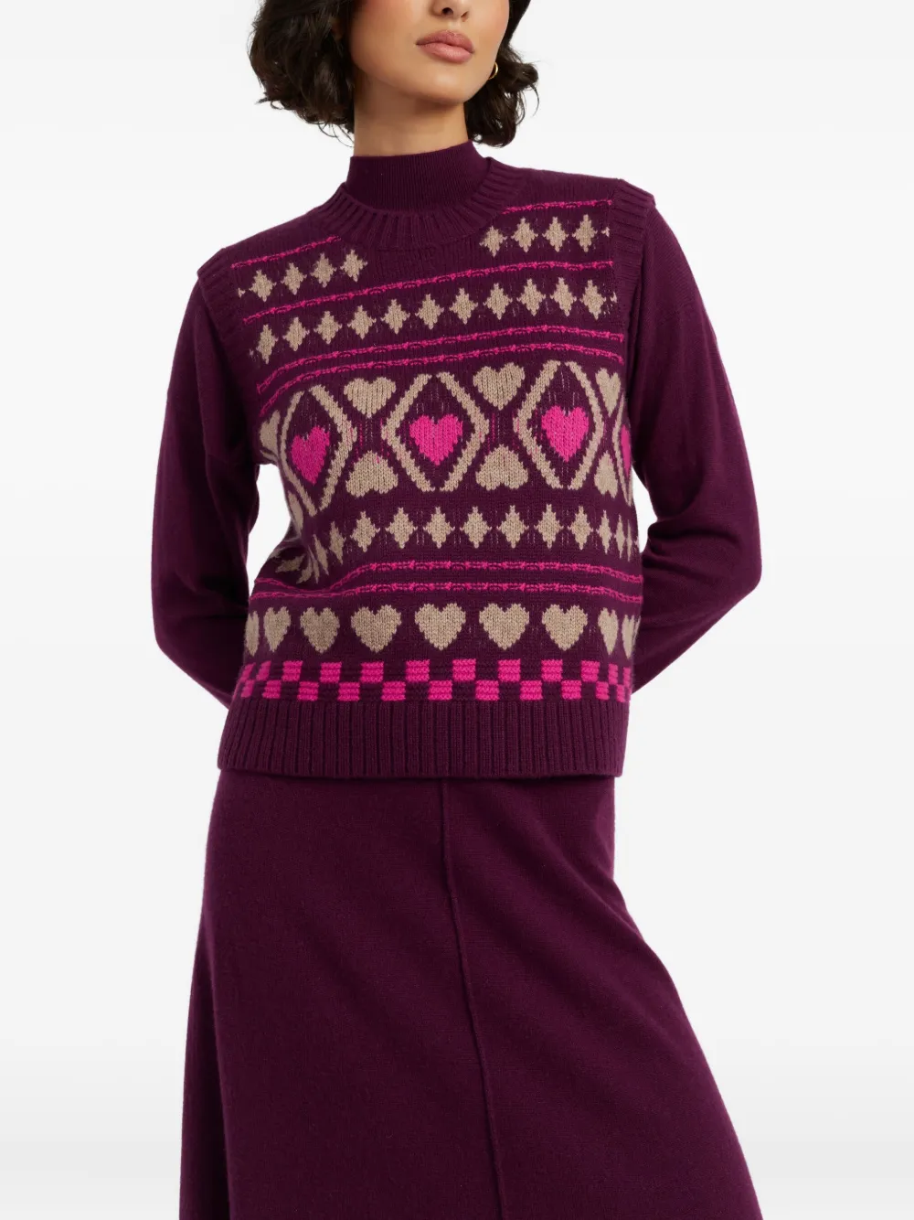 Chinti & Parker Wool Cashmere Hearts And Diamonds Tank In Purple